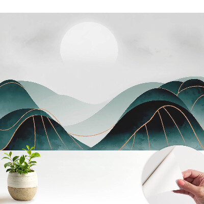 Peisaj modern cu dealuri verzi.