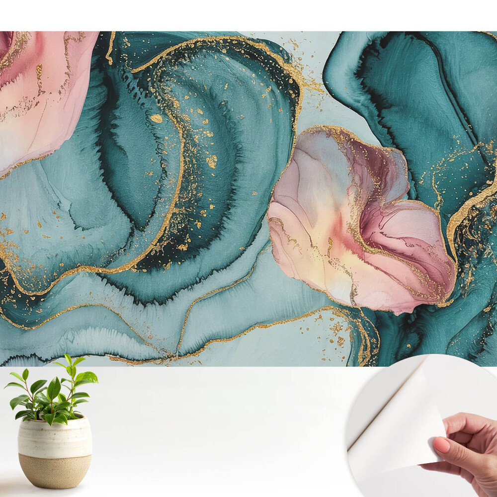 Valuri abstracte verzi și roz