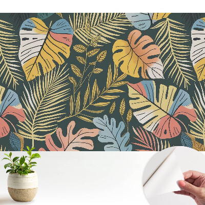 Frunze tropicale colorate pe fundal întunecat