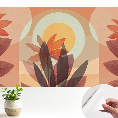 Abstracție florală simetrică cu tonuri calde