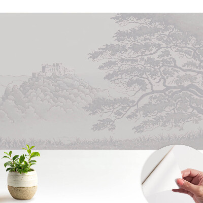 Peisaj al unui castel printre copaci