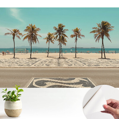 Palmieri pe plajă tropicală, ocean