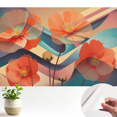 Forme abstracte cu flori portocalii