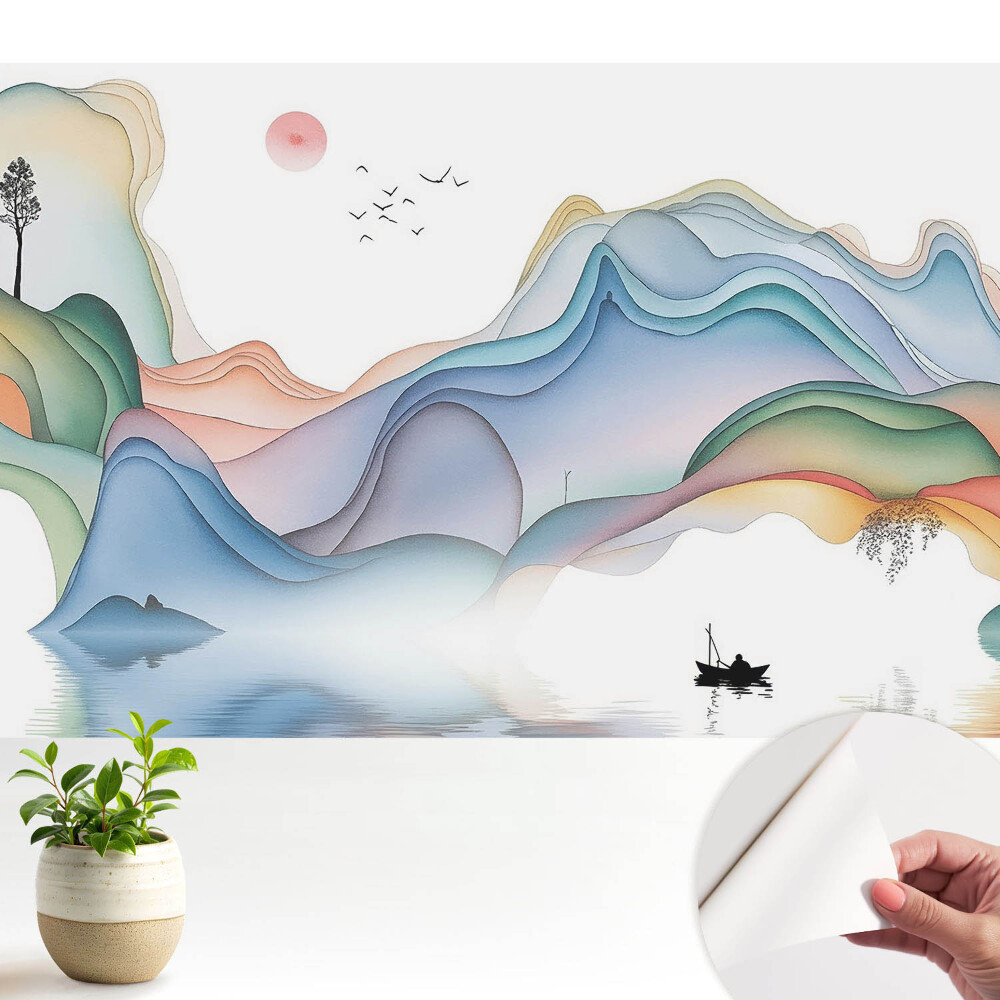 Peisaj pastelat cu munți ondulați