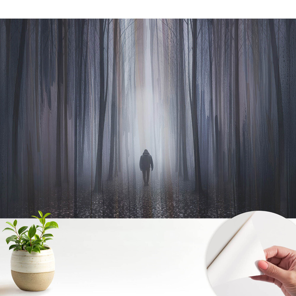 O figură singuratică într-o pădure misterioasă