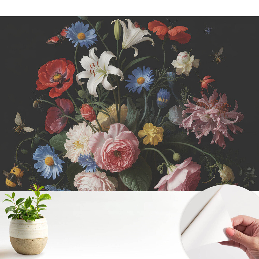 Buchet floral clasic cu insecte