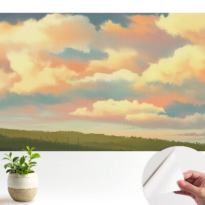 Impresie de pajiște cu nori pastelați