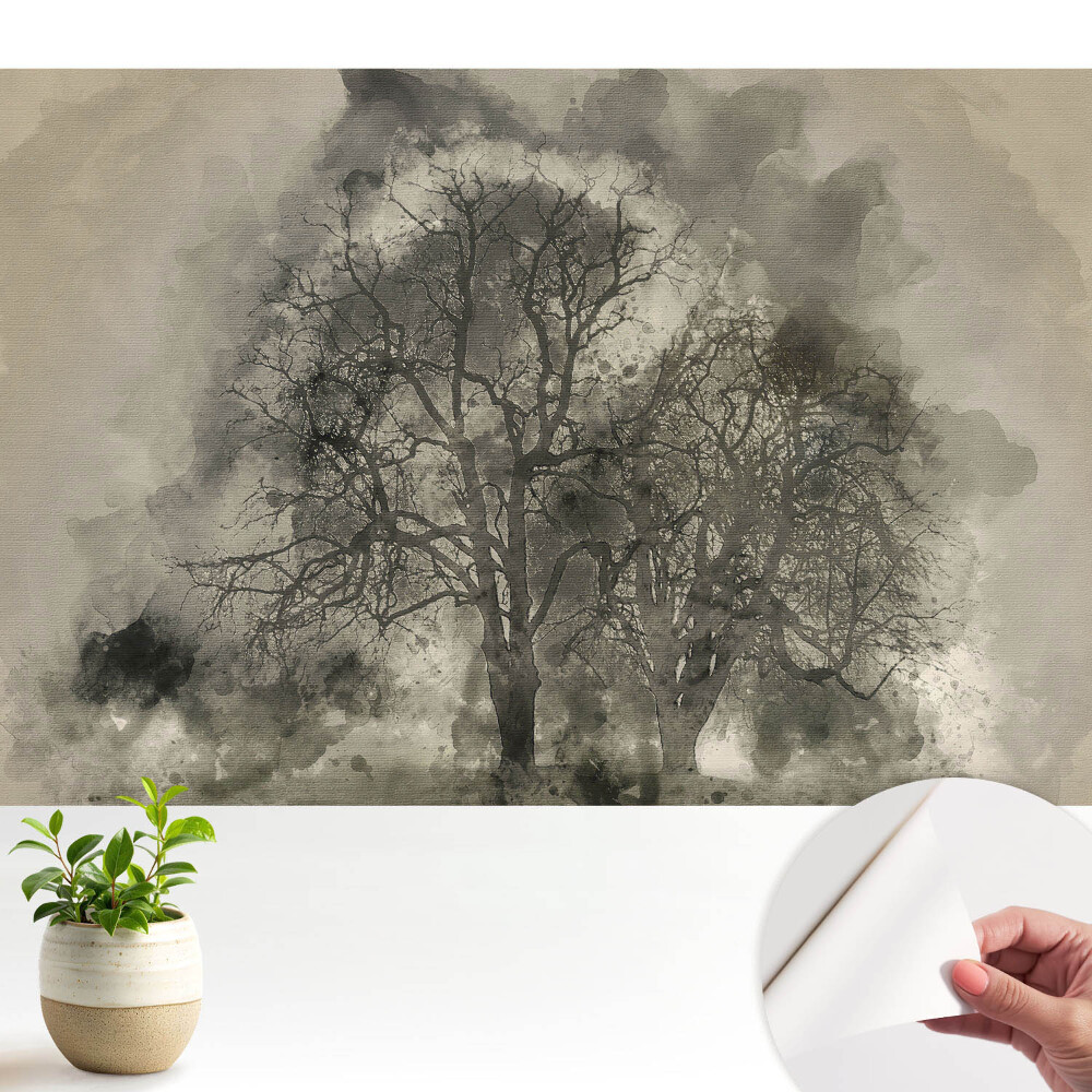 Acuarele atmosferice cu copaci încețoșați