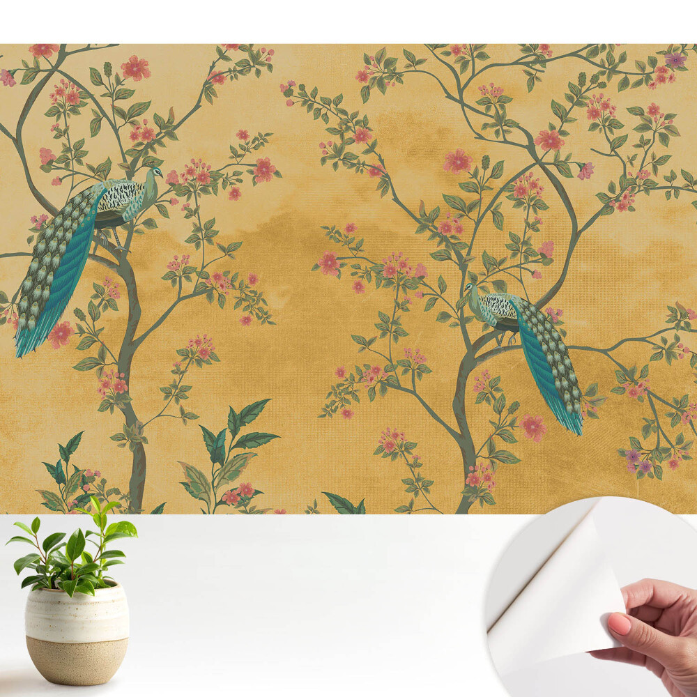 Motive florale cu păuni