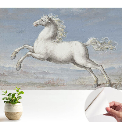 Un cal alb în săritură dinamică