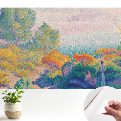 Scenă impresionistă de pe litoral în culori palide