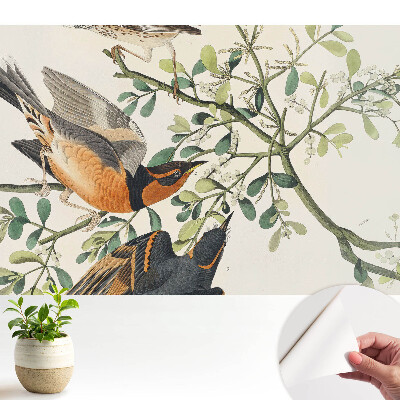 Păsări printre frunzele verzi