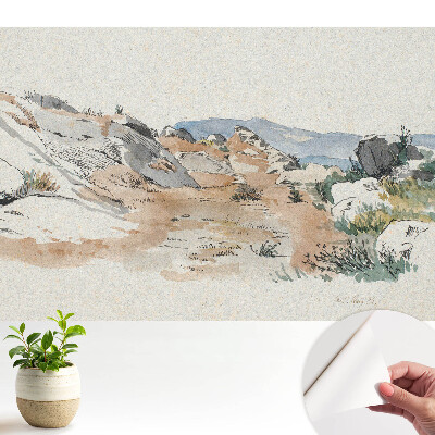 Peisaj stâncos liniștit în culori delicate