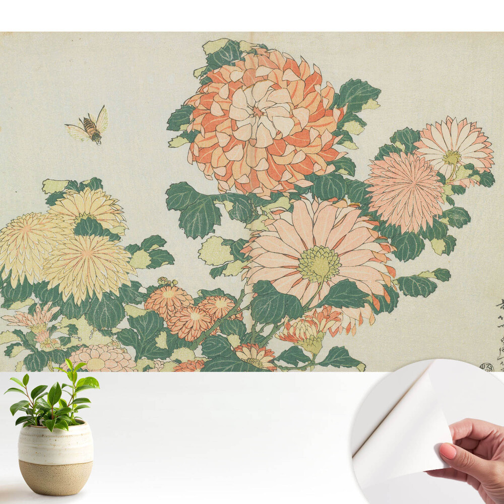 Flori de crizantemă, armonie cu albine