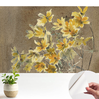 Flori galbene pe fundal maro