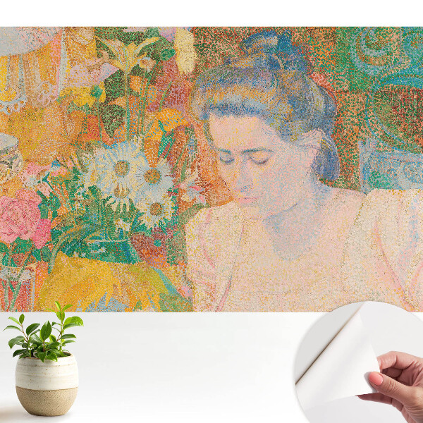 O femeie grijulie înconjurată de flori