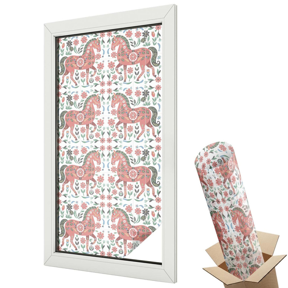 Folie pentru geam Cai colorați