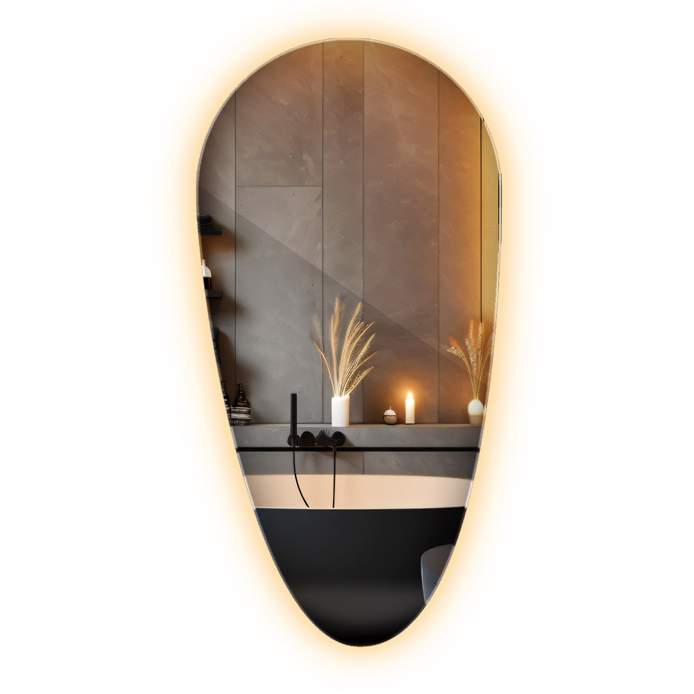 Oglinda asimetrica cu led în formă de lacrimă