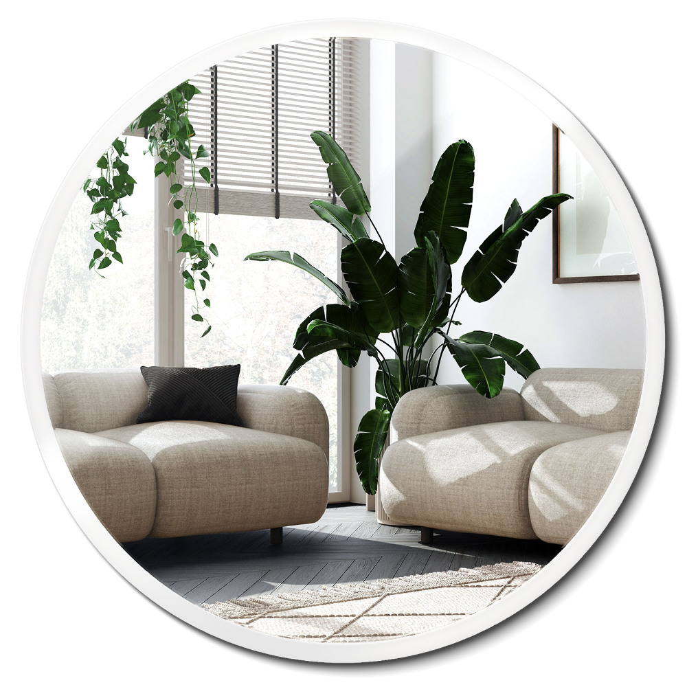 Oglinda rotunda de perete Loft într-o ramă albă