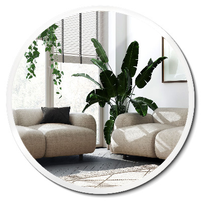 Oglinda rotunda de perete Loft într-o ramă albă