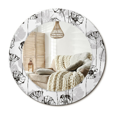 Oglinda rotunda imprimata Flori de mac