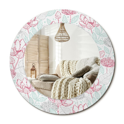 Oglinda rotunda imprimata Flori