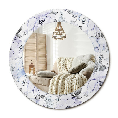 Oglinda rotunda imprimata Trandafiri albaștri