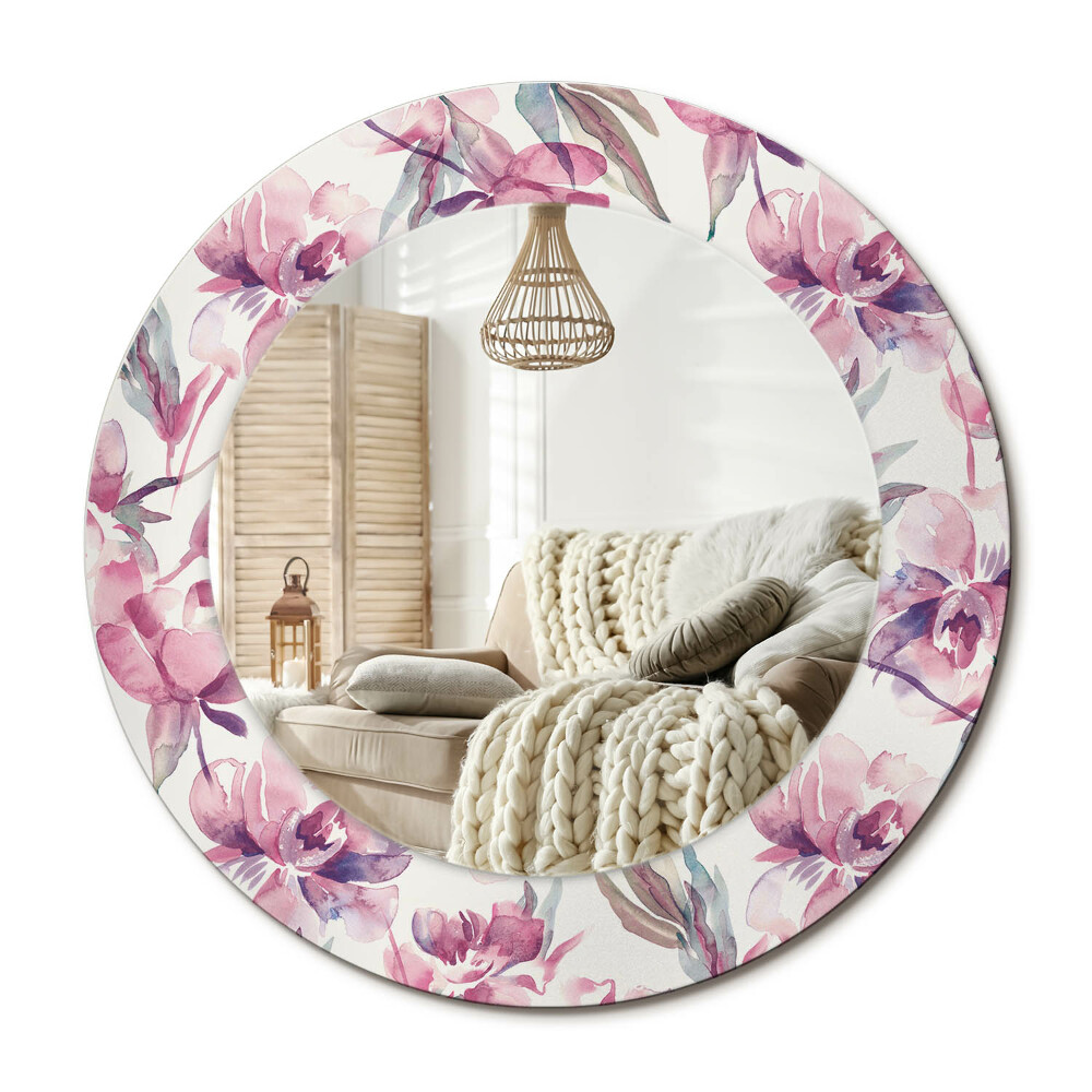 Decor oglinda rotunda Flori de bujori