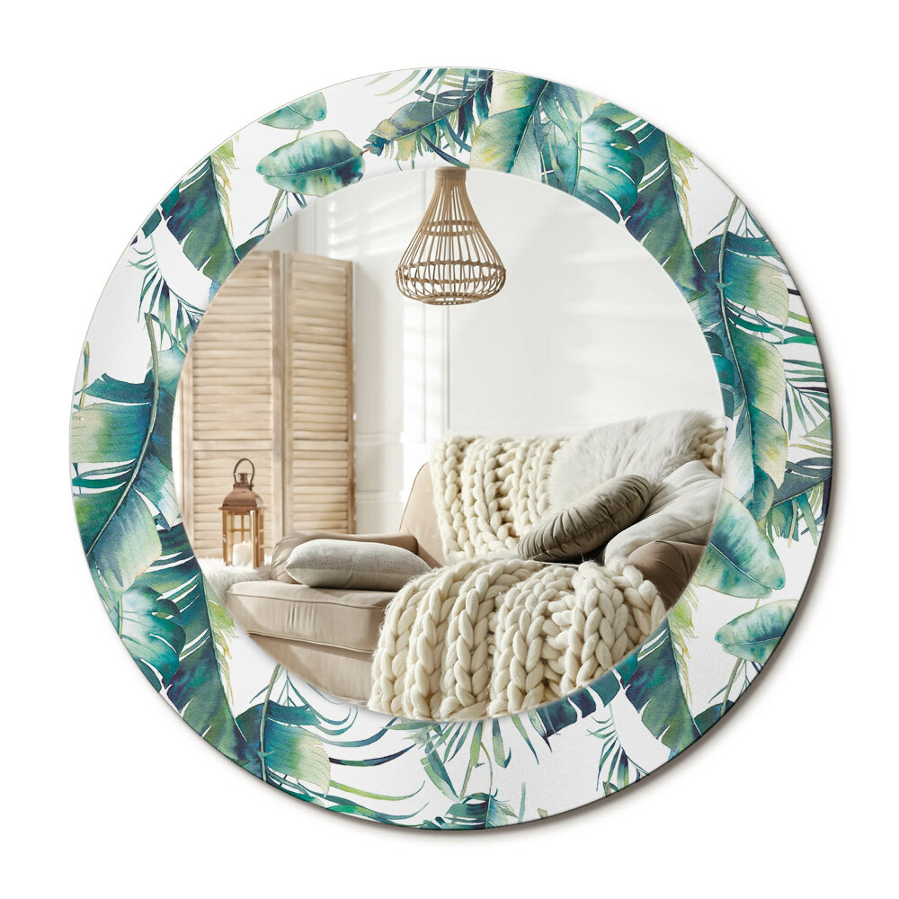 Oglinda rotunda cu rama imprimata Frunze