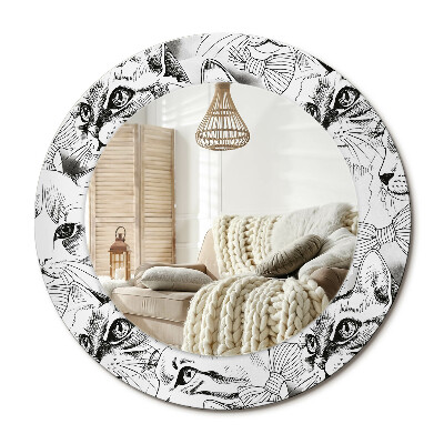 Oglinda rotunda imprimata Pisici