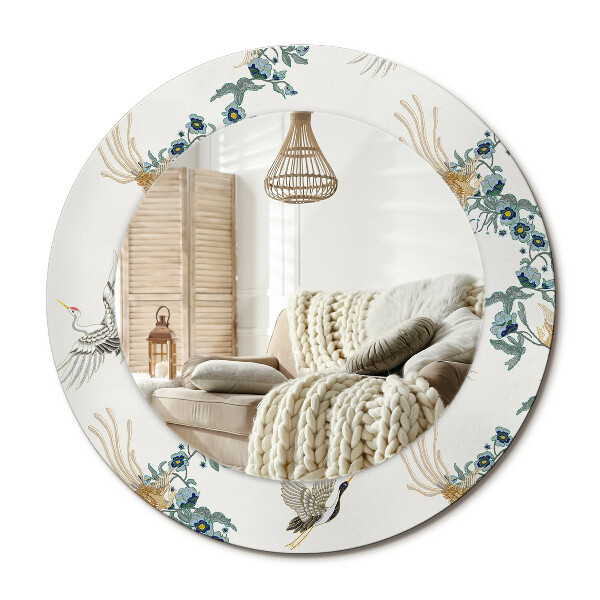 Oglinda rotunda imprimata Păsări chinezești