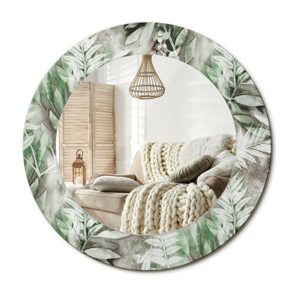 Oglinda rotunda cu rama imprimata Frunze de acuarelă
