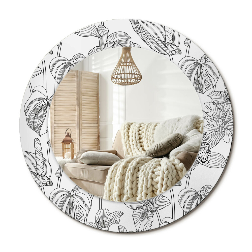 Decor oglinda rotunda Model floral