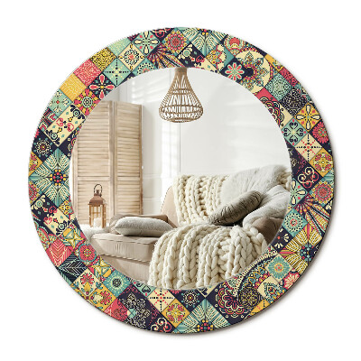 Oglinda rotunda cu rama imprimata Plăci patchwork