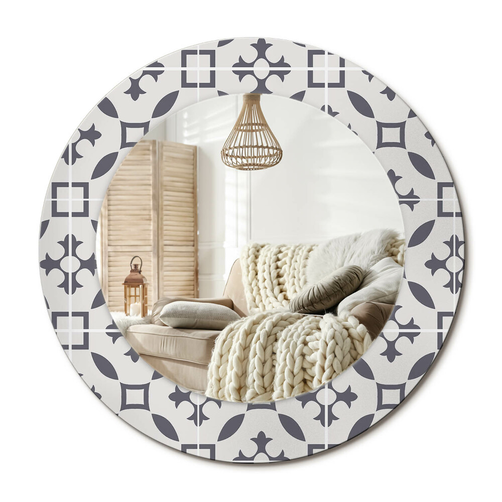 Oglinda rotunda cu rama imprimata Model de țiglă