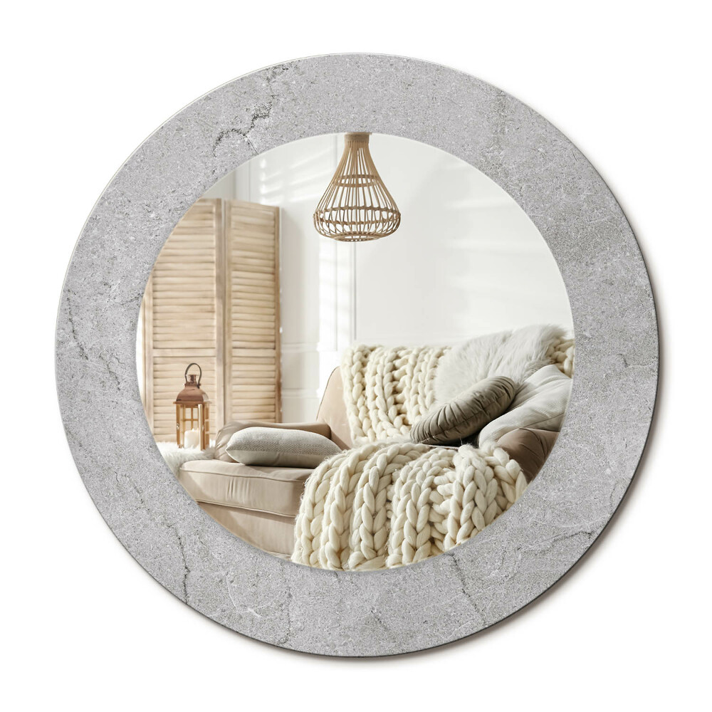 Oglinda rotunda imprimata Ciment gri