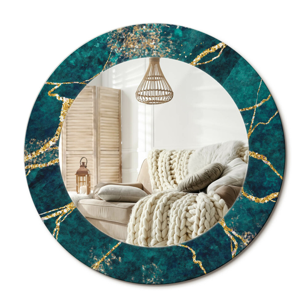 Decor oglinda rotunda Marmură verde