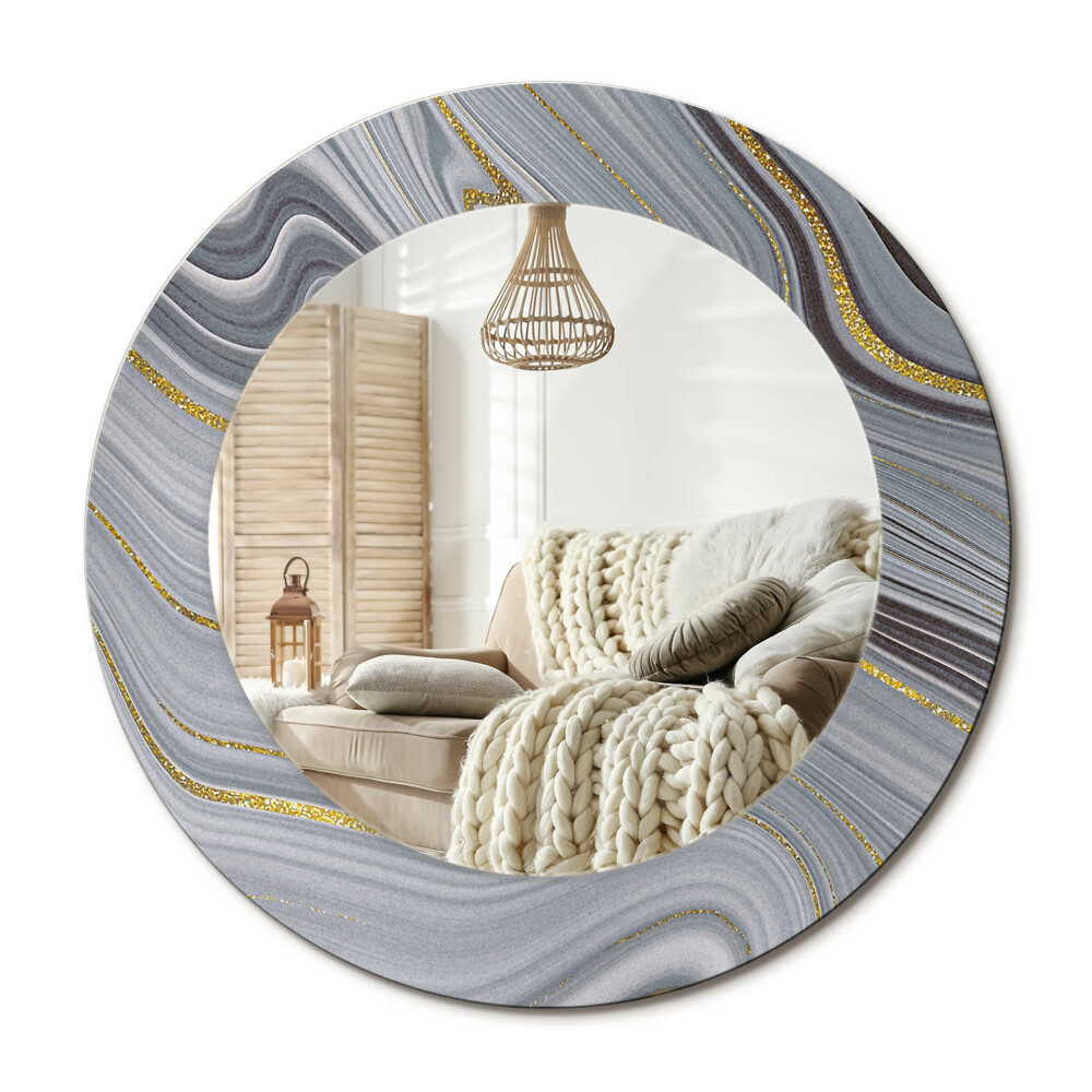 Oglinda perete decorativa rotunda Marmură gri