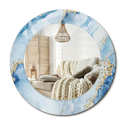 Oglinda rotunda imprimata Marmură albastră