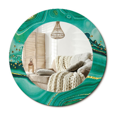 Oglinda rotunda cu rama imprimata Marmură de agat