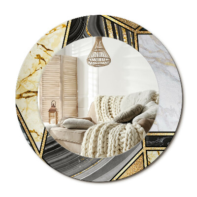 Oglinda rotunda imprimata Stil de marmură