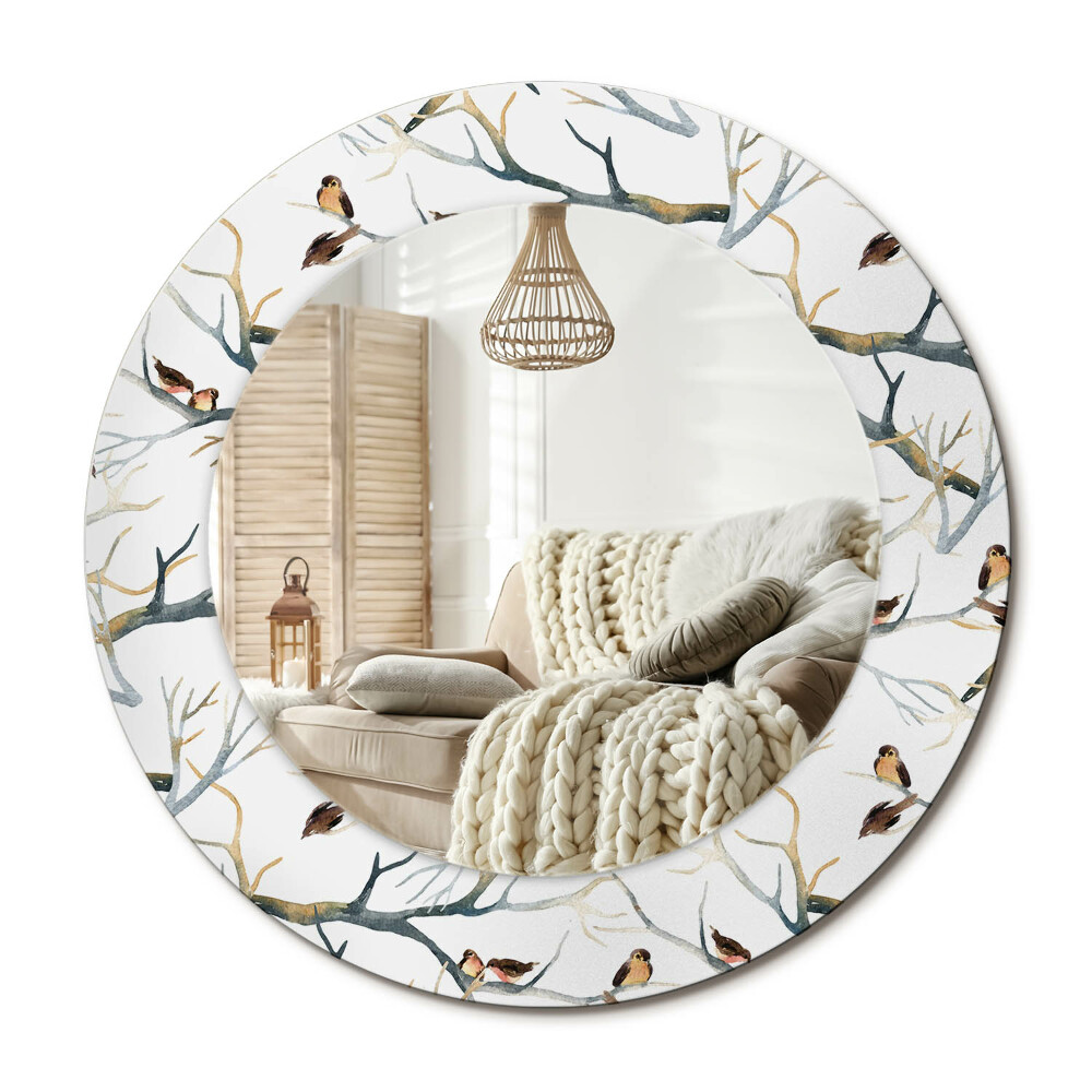 Oglinda rotunda imprimata Vrăbii păsări ramuri