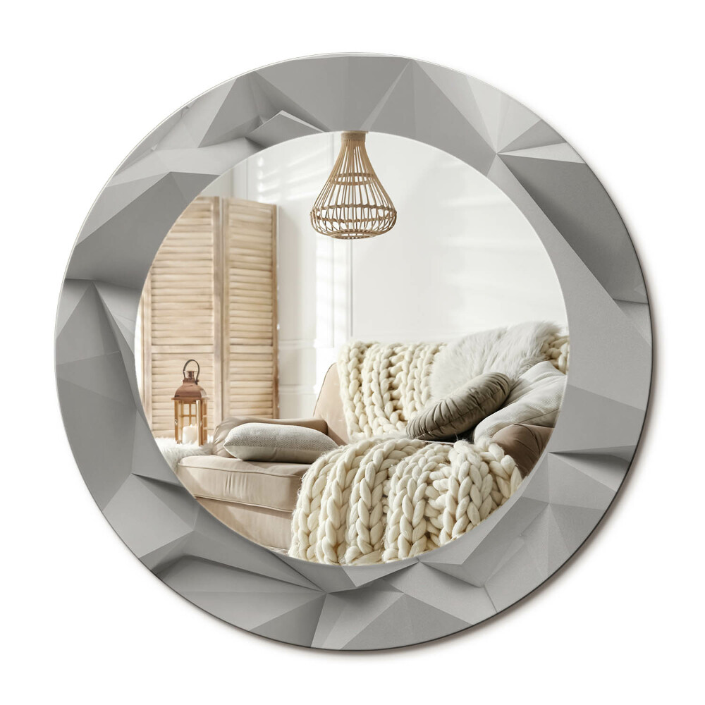 Oglinda rotunda cu rama imprimata Cristal alb abstract