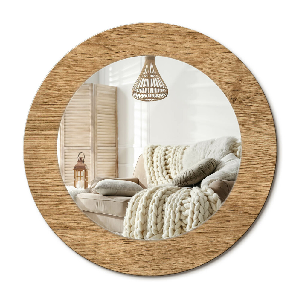 Oglinda rotunda cu rama imprimata Textură lemn