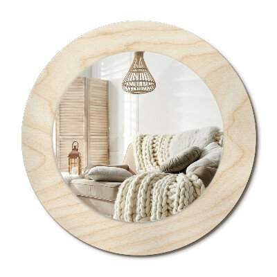 Oglinda rotunda cu rama imprimata Lemn deschis