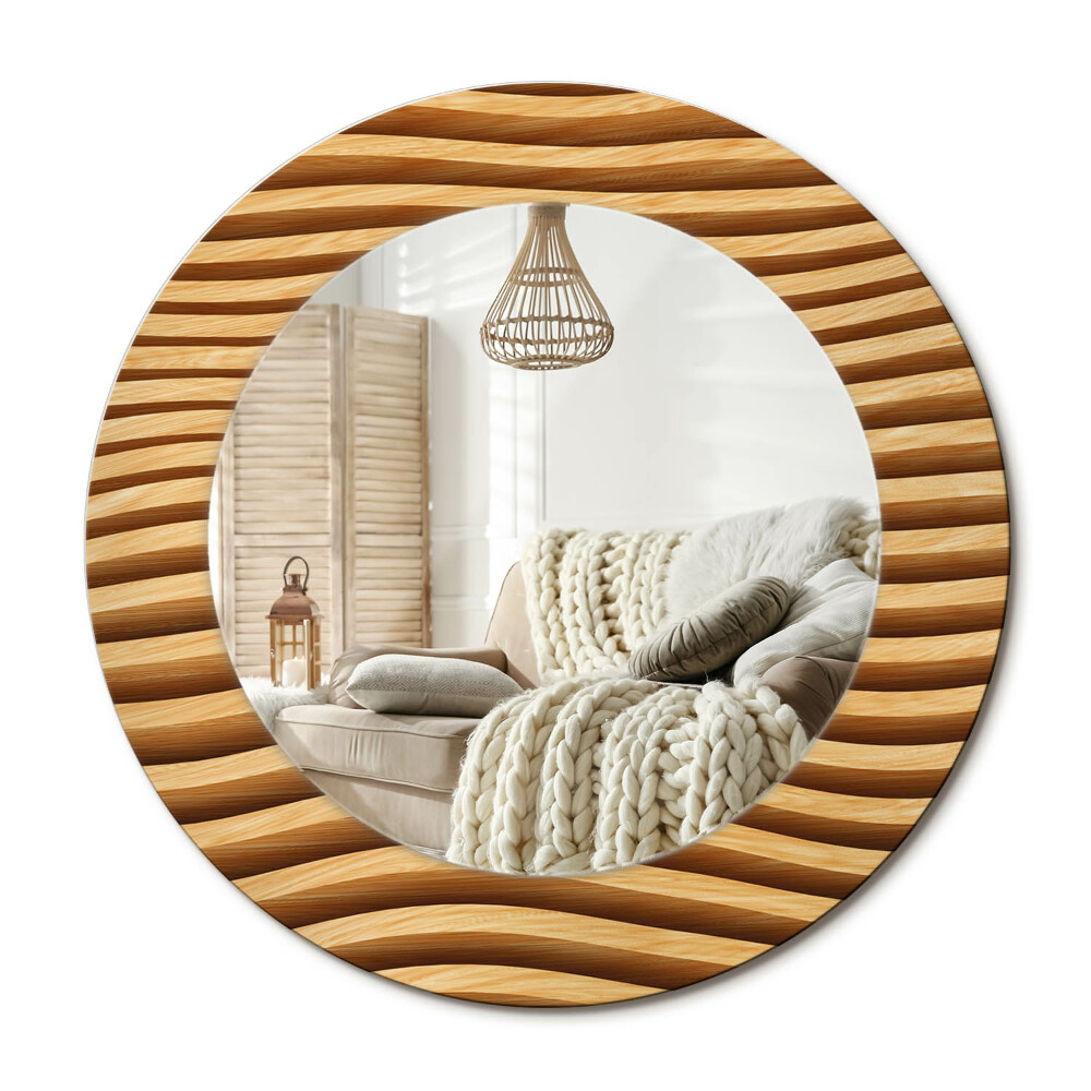 Oglinda perete decorativa rotunda Val de lemn