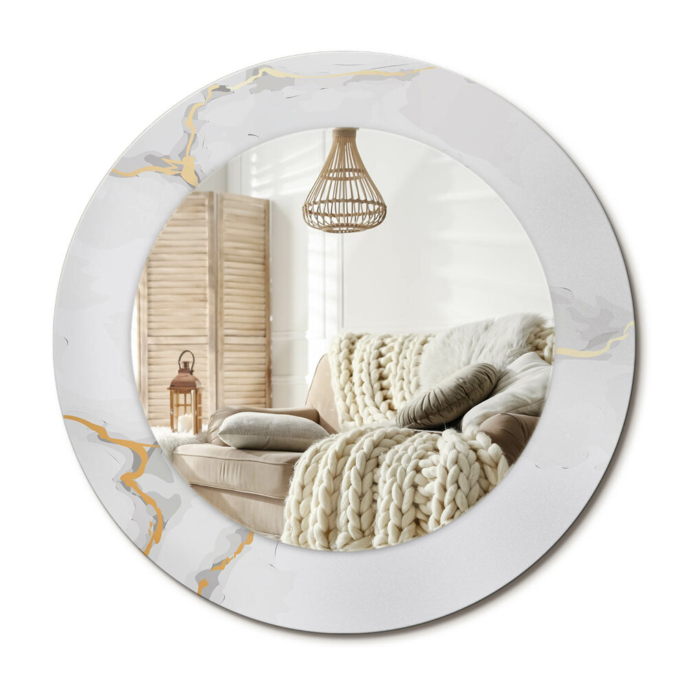 Oglinda perete decorativa rotunda Marmură albă
