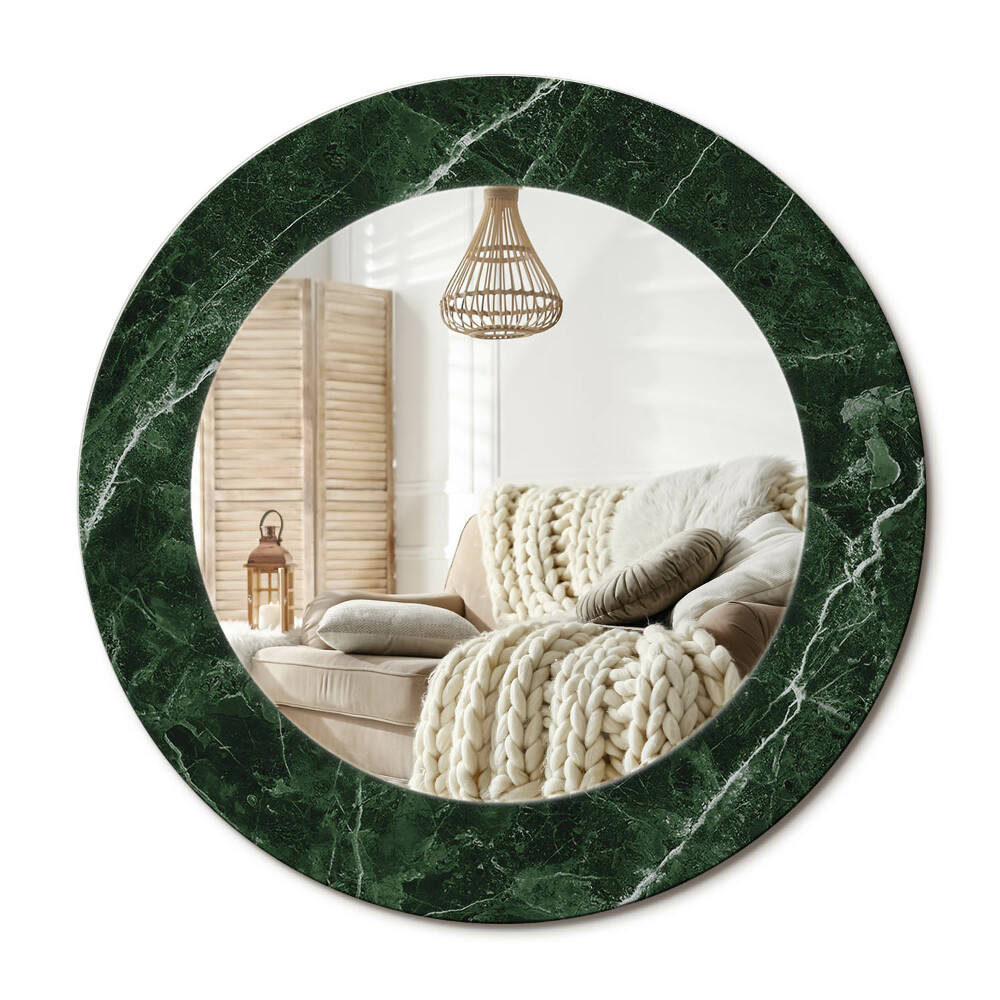 Oglinda rotunda cu rama imprimata Marmură verde