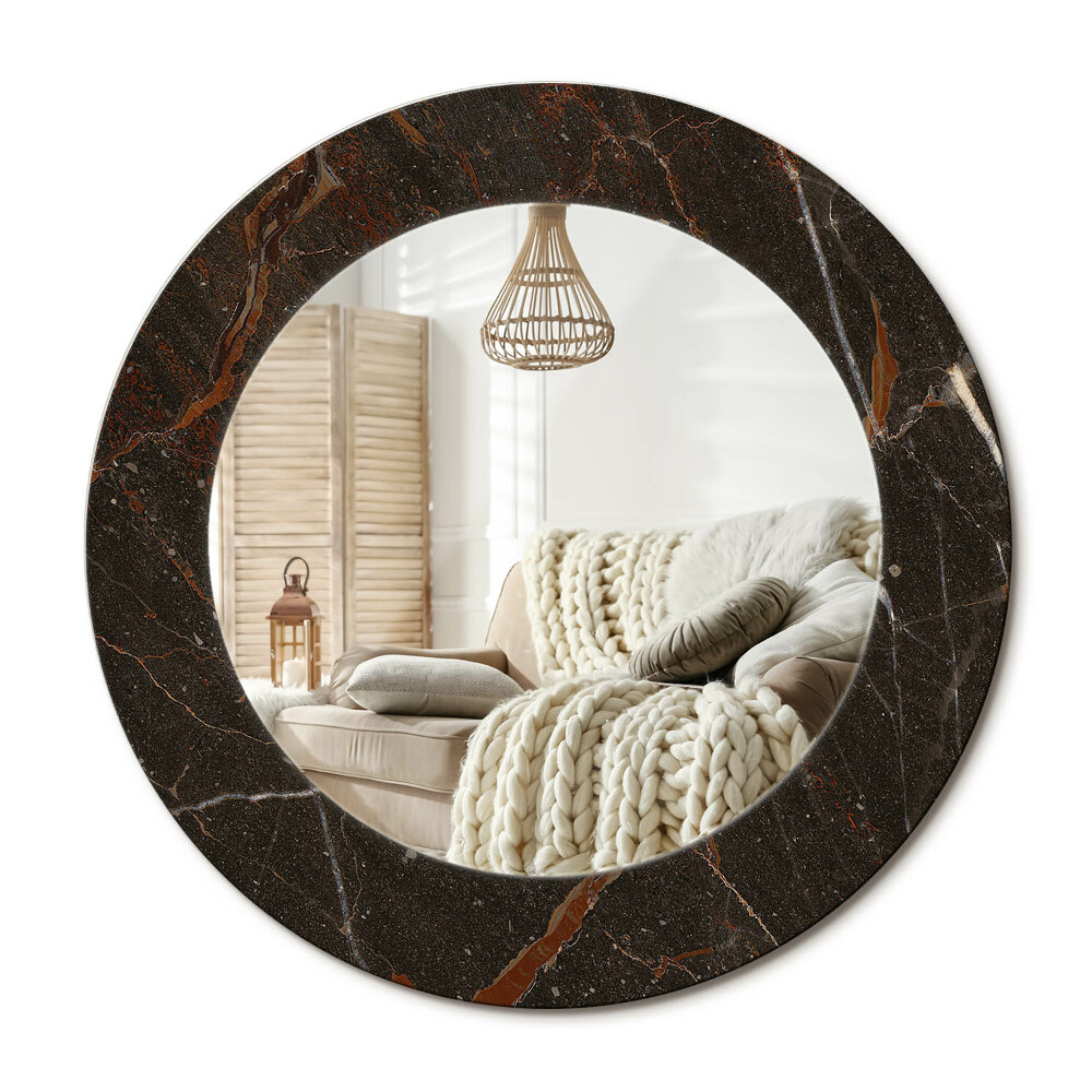 Oglinda rotunda imprimata Marmură maro