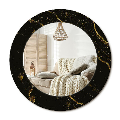 Oglinda rotunda imprimata Marmură neagră